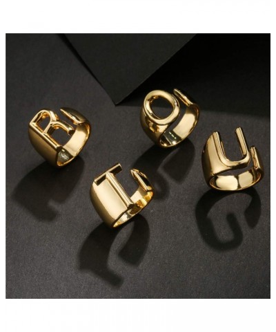 18K Gold Plated Initial Rings For Women Men Statement Open Letter Ring Adjustable Party Jewelry Birthday Gift D $6.26 Rings