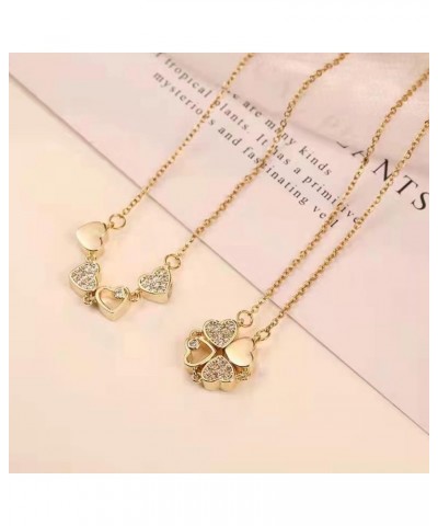 Four-leaf Clover Necklace Lady Magnetic Folding Love Heart-shaped Clavicle Chain retro magnetic folding heart shaped pendant ...