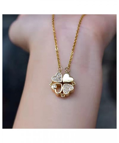 Four-leaf Clover Necklace Lady Magnetic Folding Love Heart-shaped Clavicle Chain retro magnetic folding heart shaped pendant ...