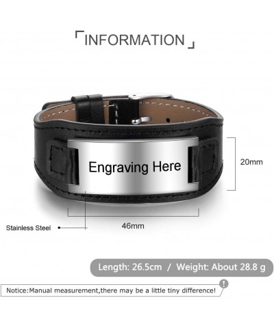 Free Custom Engraved Leather Medical Alert ID Bracelets Unisex Waterproof Stainless Steel Medical Name ID Identification Alle...