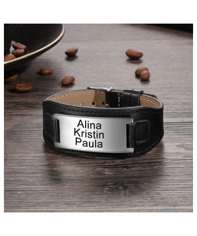 Free Custom Engraved Leather Medical Alert ID Bracelets Unisex Waterproof Stainless Steel Medical Name ID Identification Alle...