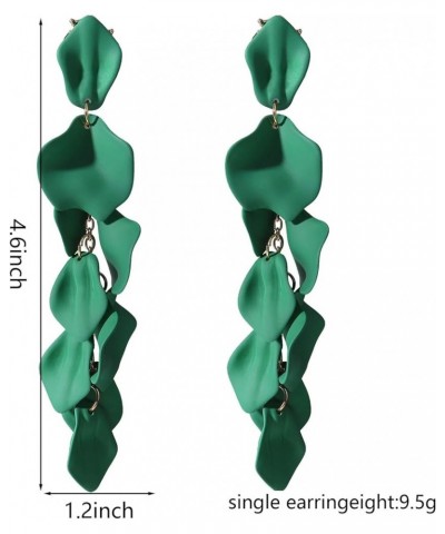 Dangle Acrylic Petal Earrings - Long Drop Rose Flower Earrings for Women and Girls A-Light Green $7.50 Earrings