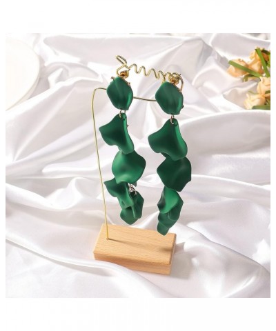 Dangle Acrylic Petal Earrings - Long Drop Rose Flower Earrings for Women and Girls A-Light Green $7.50 Earrings