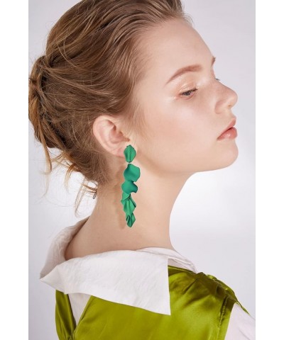 Dangle Acrylic Petal Earrings - Long Drop Rose Flower Earrings for Women and Girls A-Light Green $7.50 Earrings