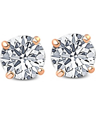 1-3 Ct T.W. Lab Grown Round-Cut Diamond Studs in 14k White, Yellow, or Rose Gold Women's Earrings by Pompeii3 Rose Gold 2.5 c...