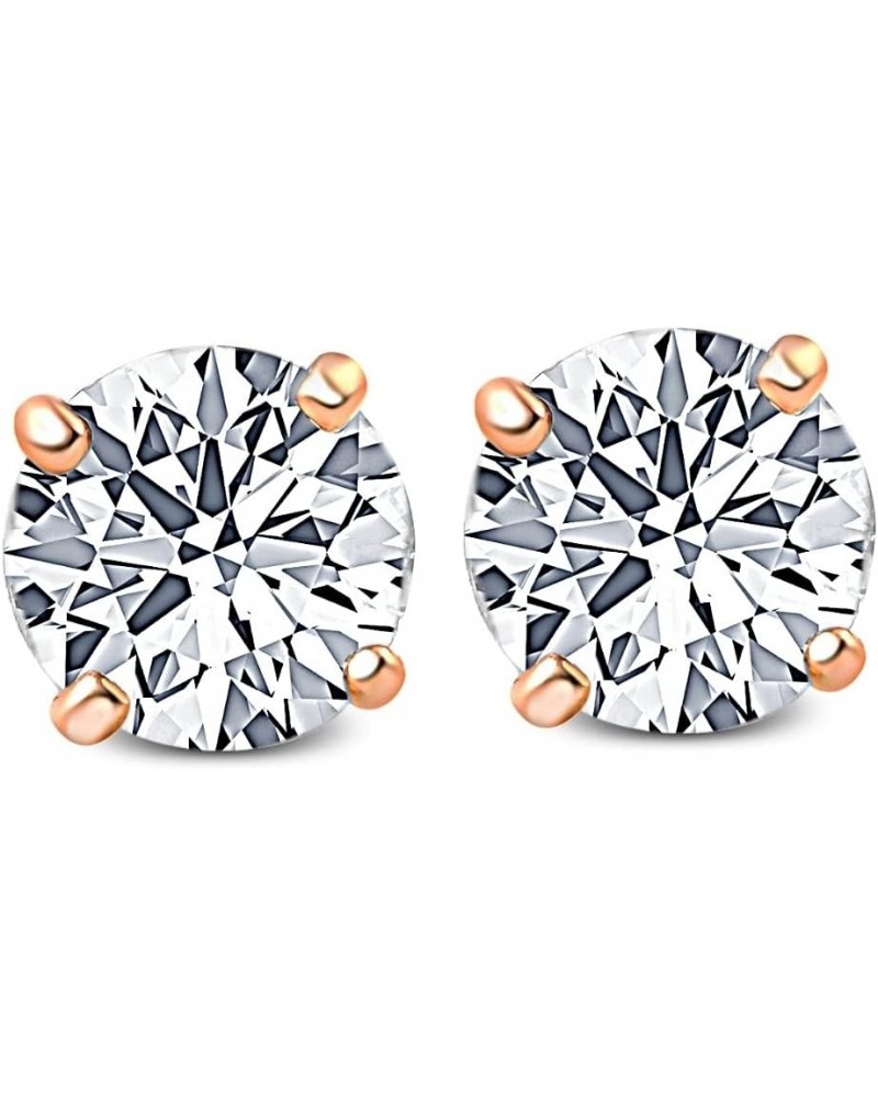 1-3 Ct T.W. Lab Grown Round-Cut Diamond Studs in 14k White, Yellow, or Rose Gold Women's Earrings by Pompeii3 Rose Gold 2.5 c...