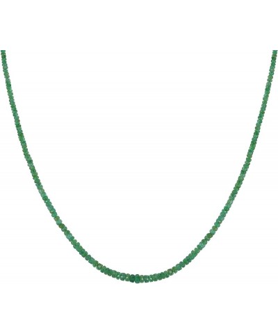 48.1 carats Faceted Bead and White Diamond 18" Necklace in Sterling Silver with Lobster Clasp Emerald $54.12 Necklaces