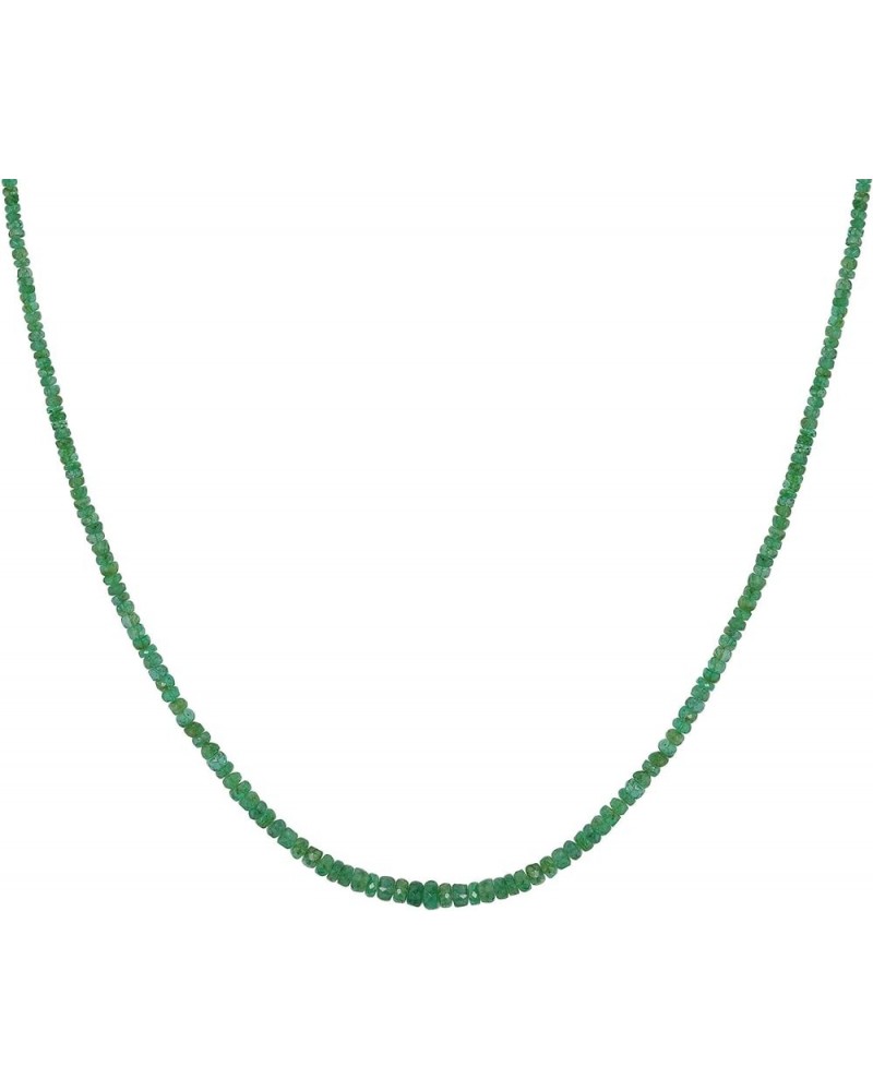 48.1 carats Faceted Bead and White Diamond 18" Necklace in Sterling Silver with Lobster Clasp Emerald $54.12 Necklaces