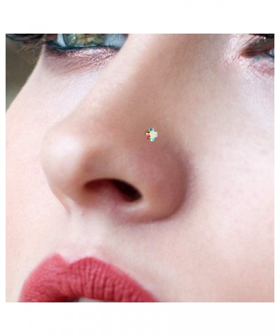 14ct Solid Yellow Gold Prong Set Rainbow Genuine Crystals Stone 22 Gauge L-Shape Nose Stud 2.5 Millimeters $13.90 Body Jewelry