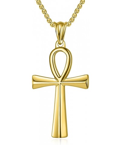 Ankh Necklace Ankh Cross Necklace Simple Pray for Peace Ankh Cross Pendant Necklace Gifts for Women Man Gold-Ankh Necklace $1...