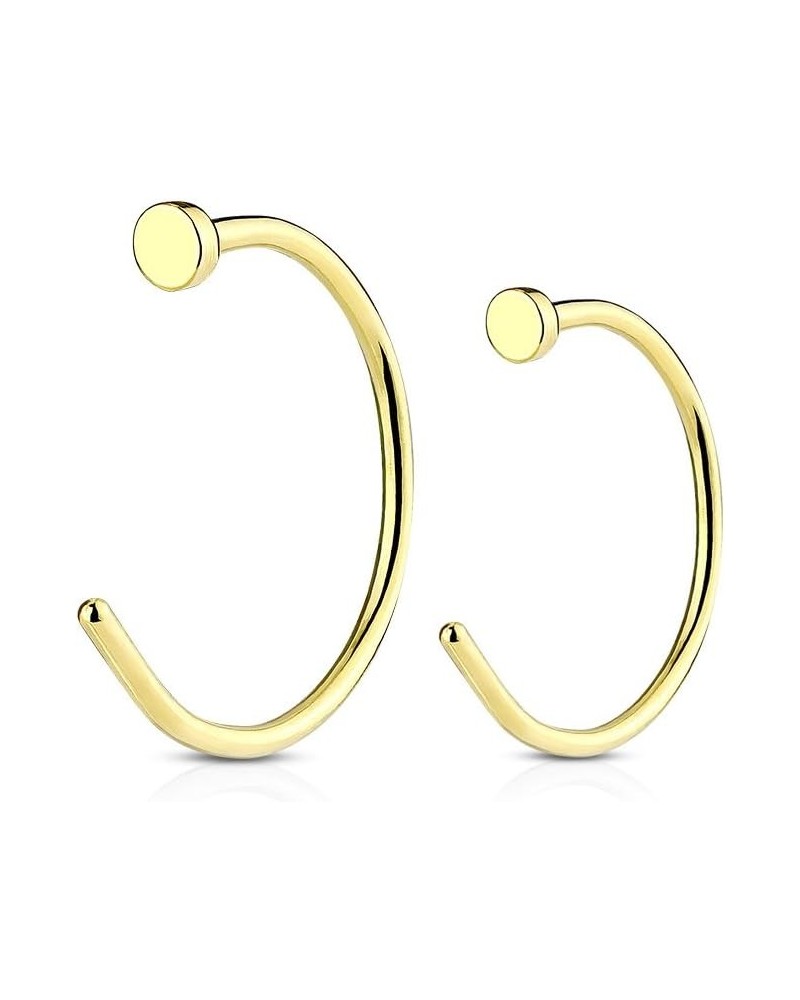 Gold Tone Flat Disc Nose Hoop 316L Surgical Steel Ring 18GA | 8mm & 10mm *Both Sizes* $7.79 Body Jewelry