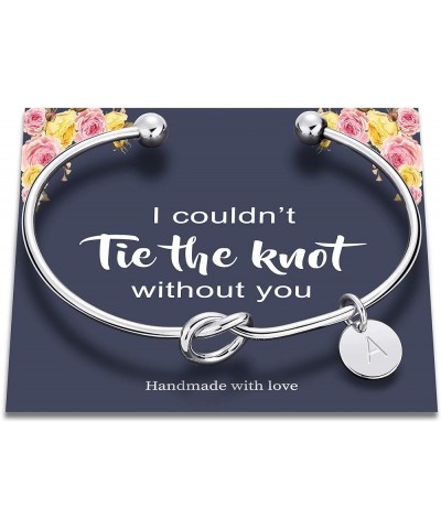 Bridesmaids Gifts for Wedding, Tie The Knot Bracelet with Initial Bridesmaid Proposal Gifts with Box, Cards P-Silver $10.25 B...