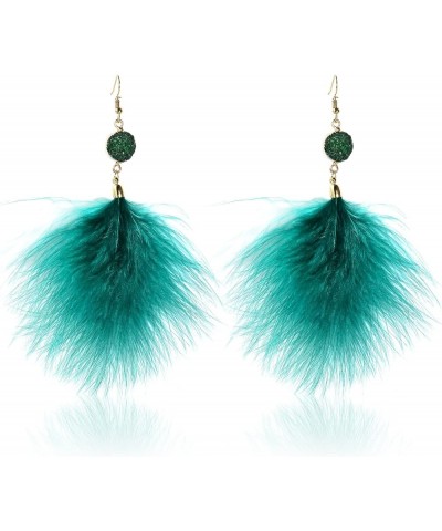 Boho Feather Earrings for Women Long Dangle Earrings Bohemian Lightweight Native Feather Tassel Earrings for Women Girls Gree...