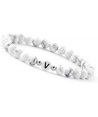 EST. 2015 Beaded Bracelet Letter Partner Bracelet White With Genuine Howlite Beads I Gift For Couples For Christmas I Persona...