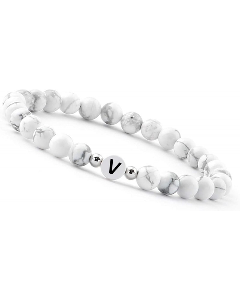 EST. 2015 Beaded Bracelet Letter Partner Bracelet White With Genuine Howlite Beads I Gift For Couples For Christmas I Persona...