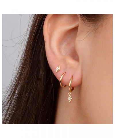 3 Pairs Gold Hoop Earrings Set: Dainty Stud Earrings Trendy Small 14K Gold Plated Hypoallergenic Dangle Cartilage Huggie Hoop...