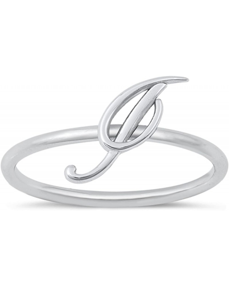 Initial Letter Cursive Plain Ring 925 Sterling Silver 9mm Size 4-10 J $10.29 Rings