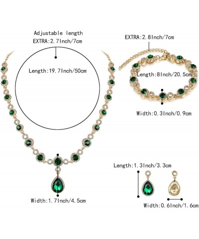 Women's Wedding Bridal Crystal Infinity Figure 8 Teardrop Y-Necklace Bracelet Earrings Set Emerald Color Gold-Tone $16.41 Jew...