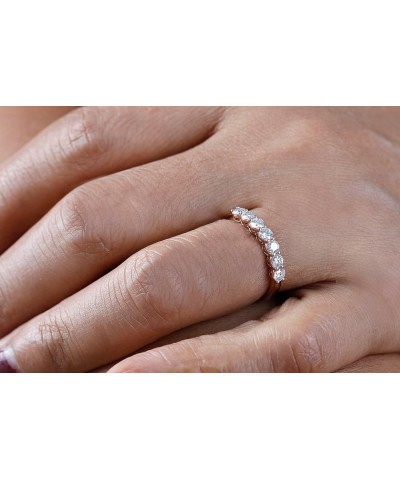 Solid 10k Gold Wedding Band Moissanite Half Eternity Anniversary Ring For Women (G-H Color) Rose Gold $47.43 Bracelets