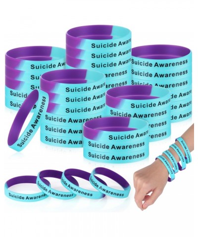 100 Pcs Suicide Prevention Awareness Wristband Bracelet Purple Blue Silicone Suicide Prevention Wristband Unisex Size Stretch...