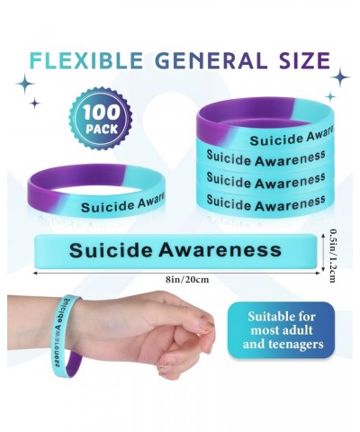 100 Pcs Suicide Prevention Awareness Wristband Bracelet Purple Blue Silicone Suicide Prevention Wristband Unisex Size Stretch...