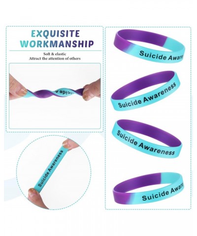 100 Pcs Suicide Prevention Awareness Wristband Bracelet Purple Blue Silicone Suicide Prevention Wristband Unisex Size Stretch...