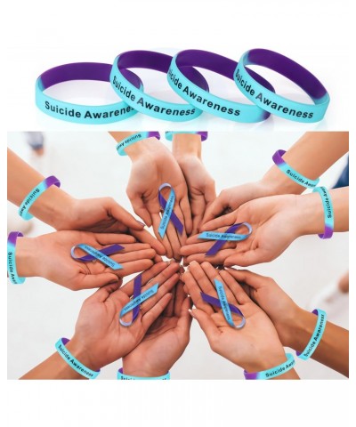 100 Pcs Suicide Prevention Awareness Wristband Bracelet Purple Blue Silicone Suicide Prevention Wristband Unisex Size Stretch...