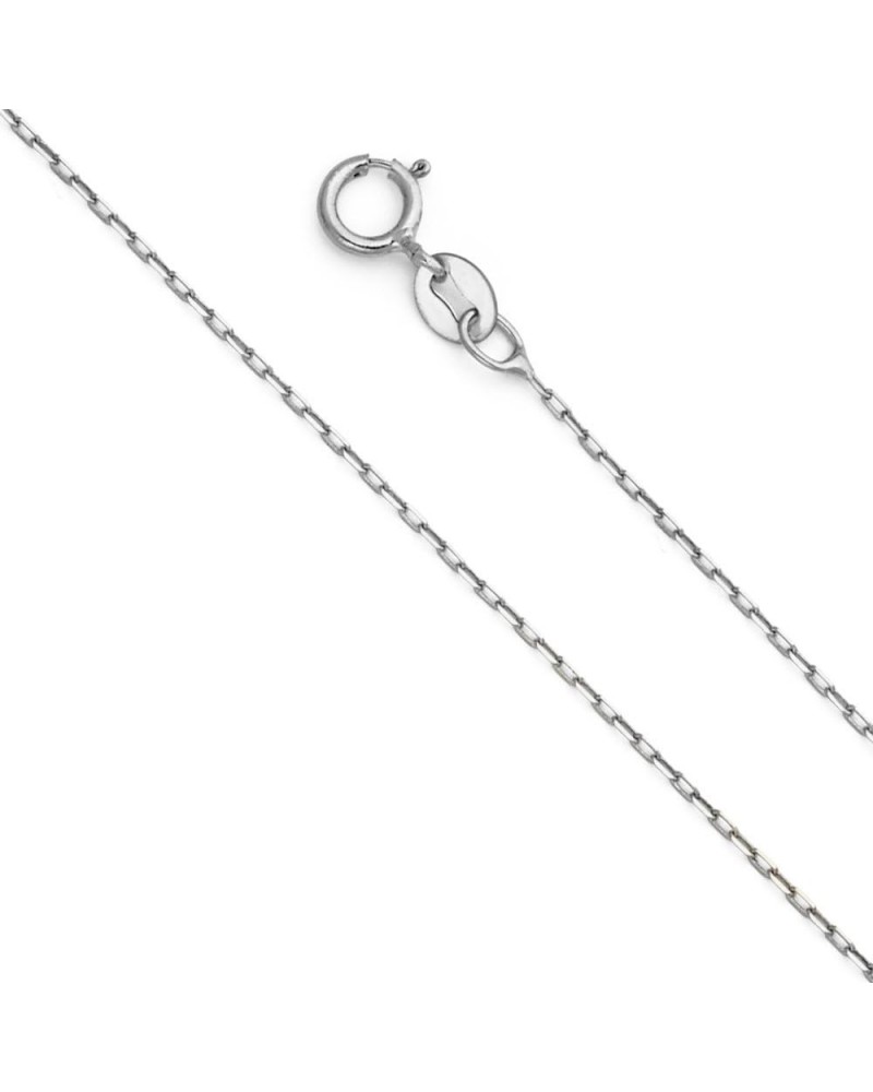 14k REAL Yellow OR White Gold Solid 1mm Oval Angled Cut Rolo Cable Chain Necklace with Spring Ring Clasp White Gold 16.0 Inch...