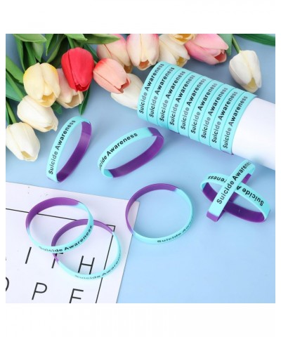 100 Pcs Suicide Prevention Awareness Wristband Bracelet Purple Blue Silicone Suicide Prevention Wristband Unisex Size Stretch...