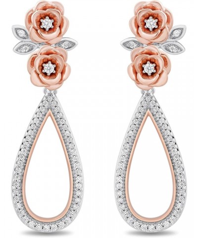 Enchanted Disney Fine Jewelry Sterling Silver 1/2 Cttw Diamond Belle Rose Drop Earrings $207.05 Earrings