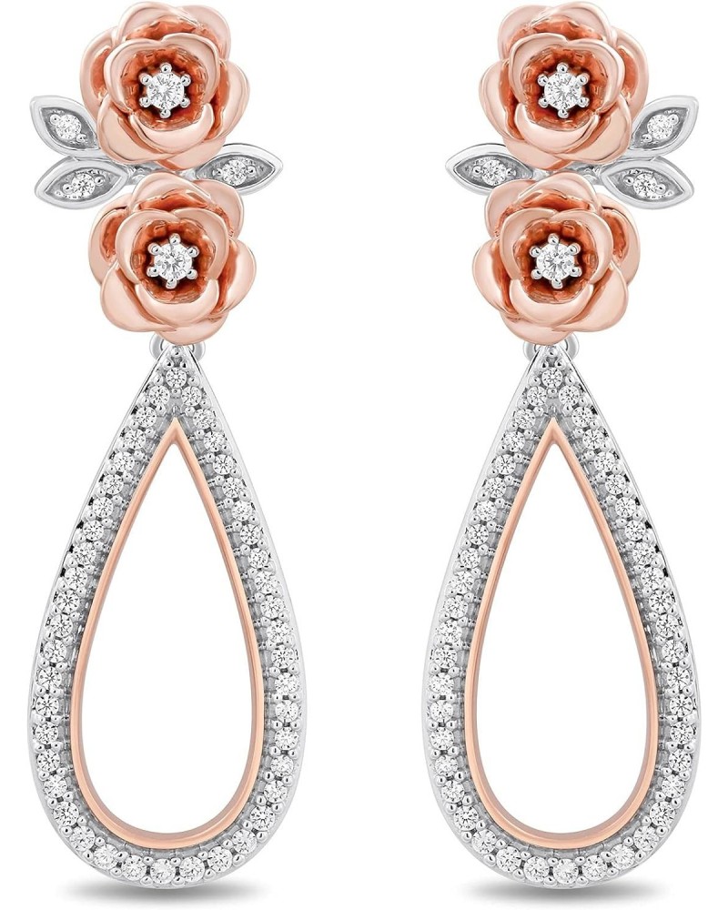 Enchanted Disney Fine Jewelry Sterling Silver 1/2 Cttw Diamond Belle Rose Drop Earrings $207.05 Earrings