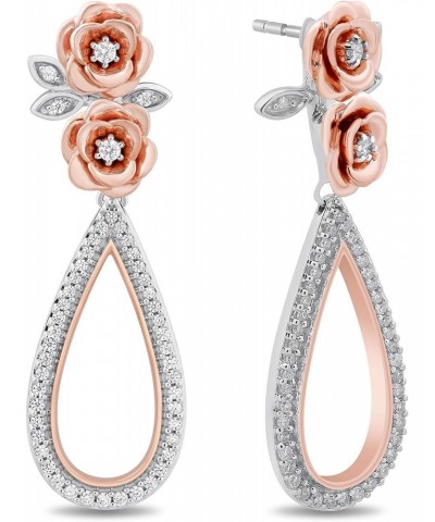 Enchanted Disney Fine Jewelry Sterling Silver 1/2 Cttw Diamond Belle Rose Drop Earrings $207.05 Earrings