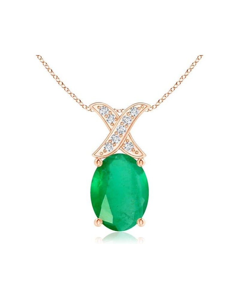 Natural Emerald Solitaire Pendant Necklace for Women, Girls in 14K Solid Gold/Platinum/Sterling Silver | May Birthstone | Jew...