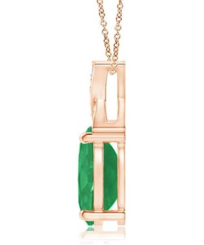 Natural Emerald Solitaire Pendant Necklace for Women, Girls in 14K Solid Gold/Platinum/Sterling Silver | May Birthstone | Jew...