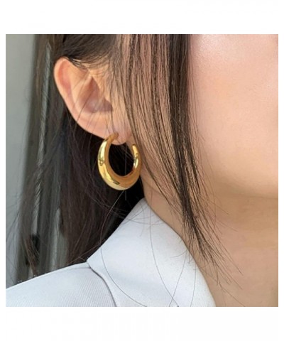 Chunky Open Hoop Earrings for Women Girl, Punk Thick Open Hoop Jewelry for Birthday (Small,Silver) Large Gold $3.53 Earrings