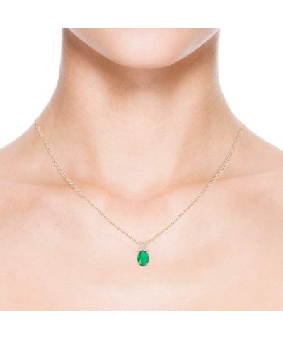 Natural Emerald Solitaire Pendant Necklace for Women, Girls in 14K Solid Gold/Platinum/Sterling Silver | May Birthstone | Jew...