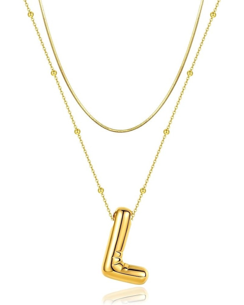 Initial Necklaces for Women Girls, Dainty Balloon Bubble Letter Necklace, Name Letter Alphabet Pendant Layered Choker Necklac...