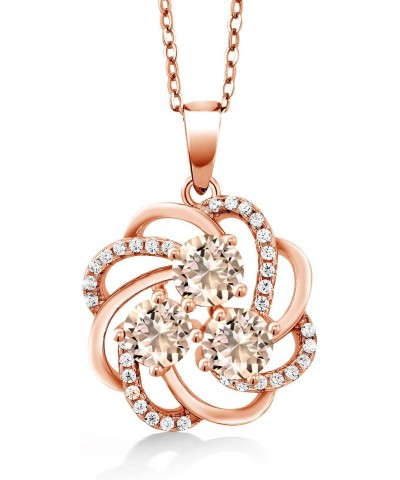 1.52 Ct Round Peach Morganite 18K Rose Gold Plated Silver Pendant $61.20 Necklaces