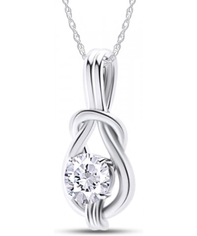 1 Carat Round Lab Created Moissanite Diamond Love Knot Pendant Necklace for Women & Girls in 14k Gold Over 925 Sterling Silve...