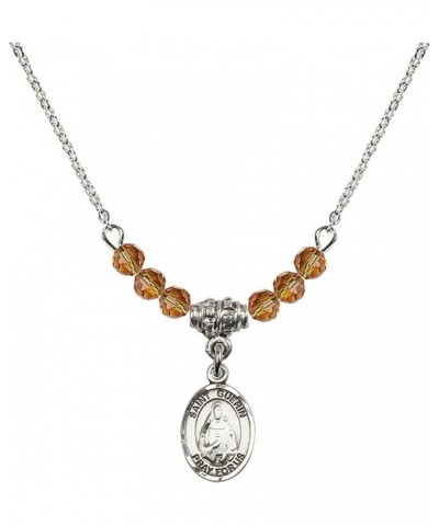 November Birth Month Bead Necklace with Catholic Patron Saint Petite Charm, 18 Inch Saint Theodora $32.44 Necklaces