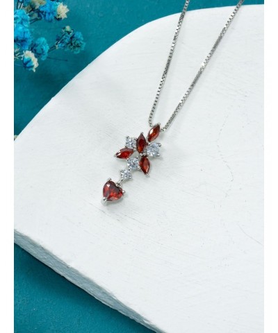 Love Heart Necklace for Women Sterling Silver Red Heart Pendant Necklaces I Love You Crystal Birthday Jewelry Gifts for Her W...