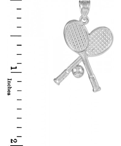 Polished .925 Sterling Silver Tennis Racquets and Ball Sports Pendant Necklace - Choice of Pendant Only or Chain Length Penda...