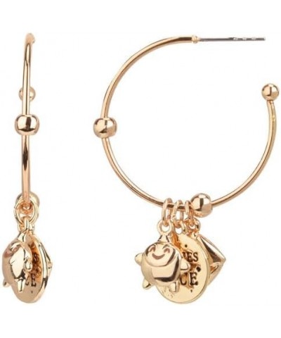 Wish Gold Tone Hoop Earrings with Star and "Wishes Come True" Charm Drops $11.40 Earrings