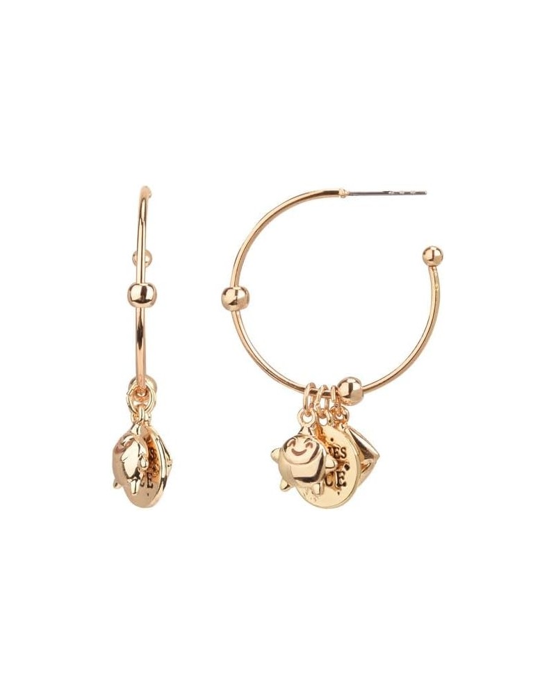 Wish Gold Tone Hoop Earrings with Star and "Wishes Come True" Charm Drops $11.40 Earrings