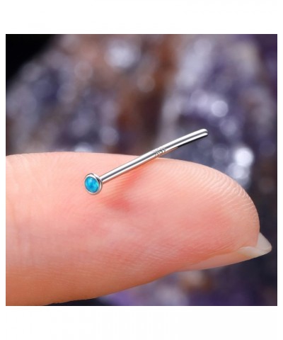 10k White Gold Fishtail Nose Studs 20g Blue Opal Fishtail Long Nose Stud 2mm Blue Opal Bendable Stud Nose Ring Hypoallergenic...