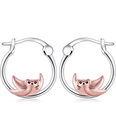 Duck/Cow/Pig/Dog/French Bulldog/Mushroom/Otter/Stingray 925 Sterling Silver Hoop Earrings Hypoallergenic Cute Animal Jewelry ...