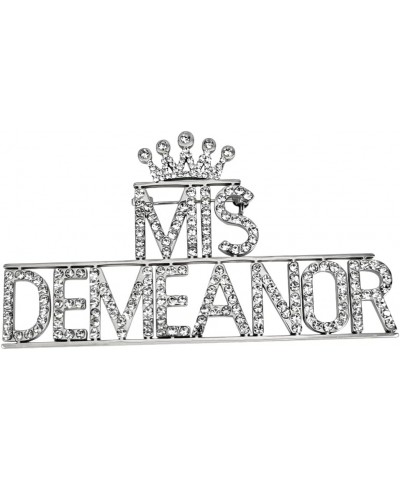 Personalized Custom Name or Initial Brooch Pin with Full Crystal Silver Crown $8.40 Brooches & Pins