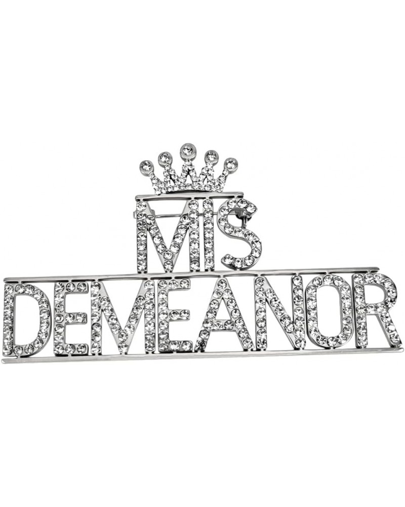 Personalized Custom Name or Initial Brooch Pin with Full Crystal Silver Crown $8.40 Brooches & Pins