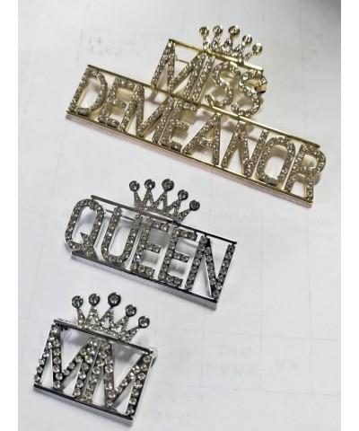 Personalized Custom Name or Initial Brooch Pin with Full Crystal Silver Crown $8.40 Brooches & Pins