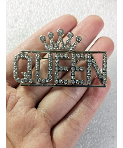 Personalized Custom Name or Initial Brooch Pin with Full Crystal Silver Crown $8.40 Brooches & Pins